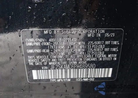 2023 Subaru Forester Wilderness from USA, damaged, VIN JF2SKAMC6PH489580